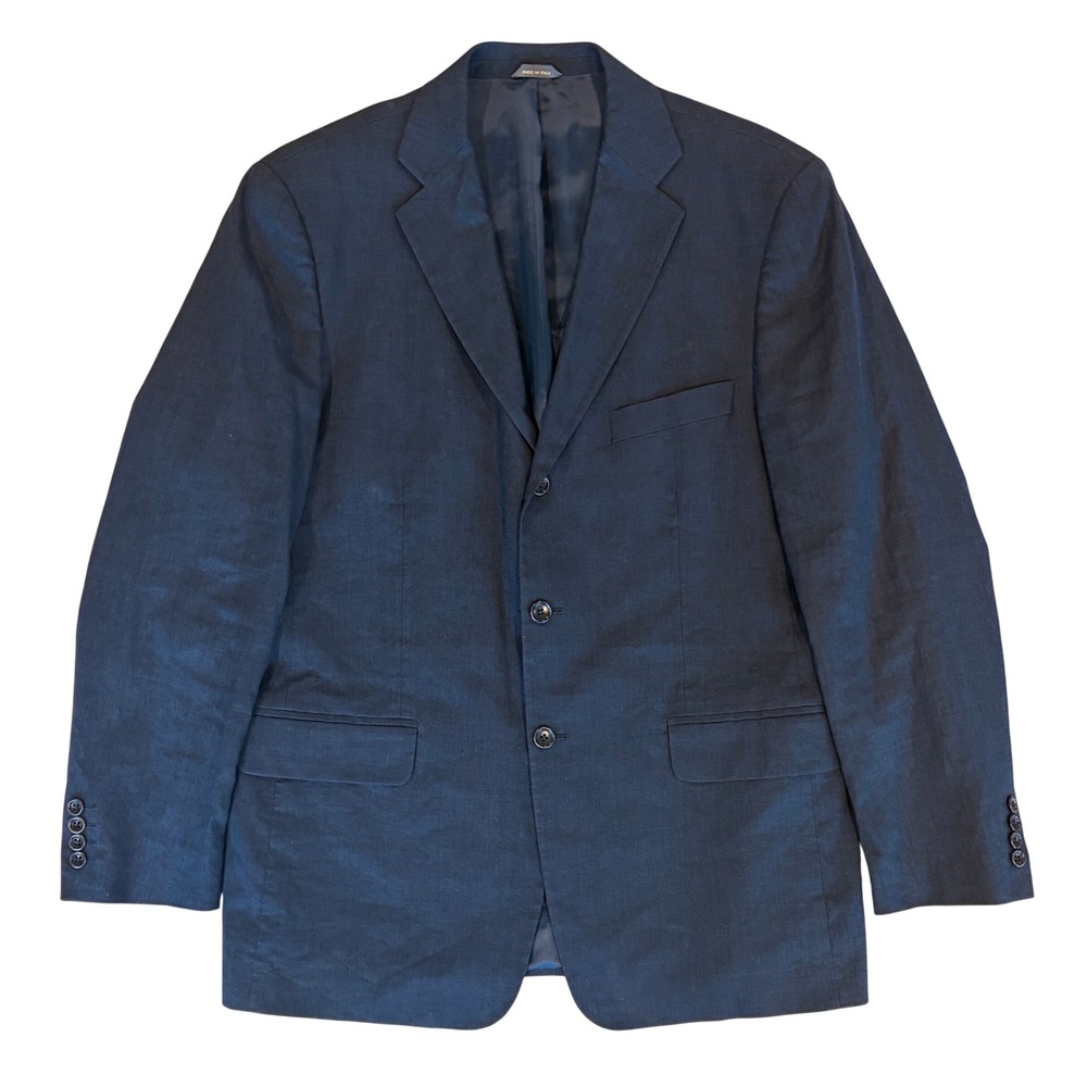 Banana Republic Linen Blend Sport Coat Navy Blue 42R 3 Button Unstructured Italy